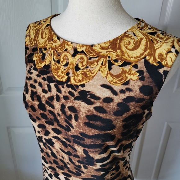 Carmen Marc Valvo Leopard Body on Dress Sz S - Picture 4 of 9